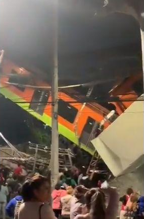 Así quedó uno de los trenes del Metro al colapsar el puente de la Línea 12.
