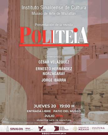 La presentación se llevará a cabo el jueves 20 de junio, en el Museo de Arte de Mazatlán.