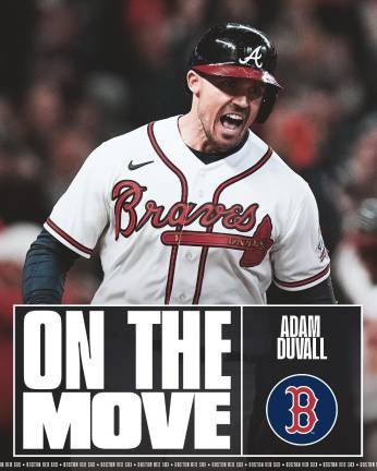 Adam Duvall acuerda con Medias Rojas.