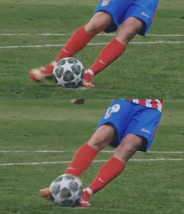 El momento del doble toque de balón.