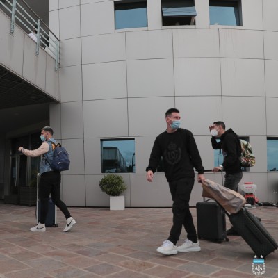 Lionel Messi, a su llegada a la concentración de la Selección de Argentina.