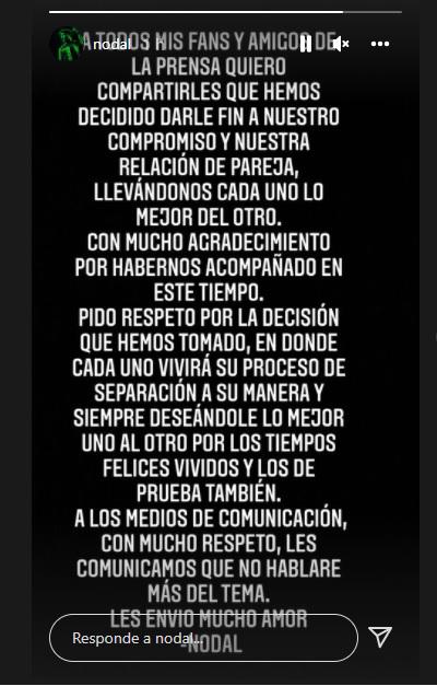 $!Christian Nodal confirmó la ruptura con Belinda, a través de un estado de Instagram.