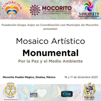 El Mosaico Artístico Monumental por la Paz y el Medio Ambiente se inaugura este sábado a las 12:00 horas, en Mocorito.