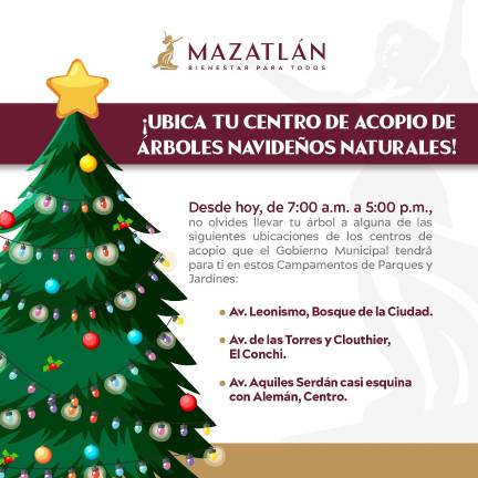 Ubicación de los tres centos de acopio de pinos naturales.