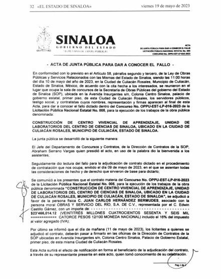 $!Asignan construcción de laboratorios para el Centro de Ciencias de Sinaloa
