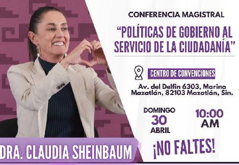 Viene Claudia Sheinbaum a Mazatlán este domingo 30 de abril