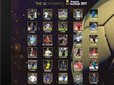 Definido los nominados al Balón de Oro 2017