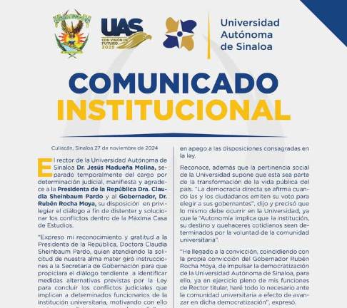 A través de un posicionamiento, la UAS reveló que pactaron finalizar estos procesos judiciales.