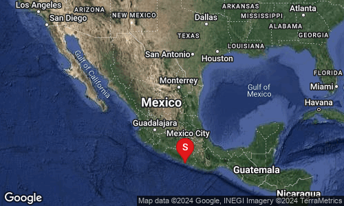 El epicentro del sismo fue 22 km al suroeste de San Marcos, Guerrero.