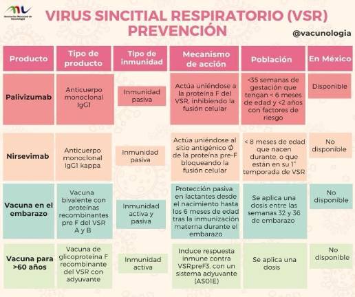 La Asociación Mexicana de Vacunología señala las vacunas con las que se pueden prevenir los casos de VSR.