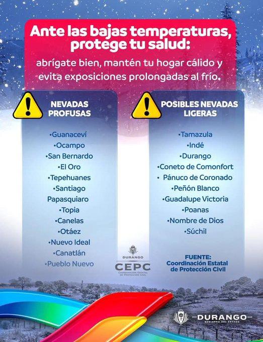 $!Segunda tormenta invernal provocará frío extremo y lluvias intensas en el Datemex y norte de México