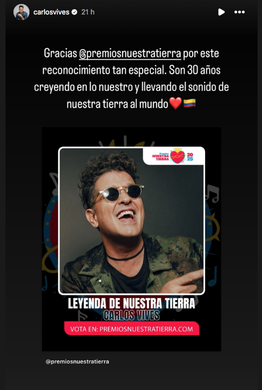 $!Nombran a Carlos Vives ‘Leyenda de Nuestra Tierra 2025’