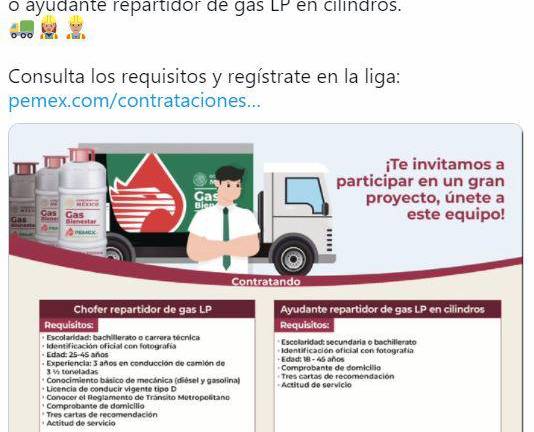Tiene Pemex vacantes para el Gas Bienestar