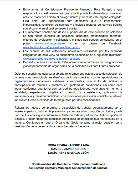 $!Comisionadas del CPC se desmarcan de Fernando Ruiz Rangel