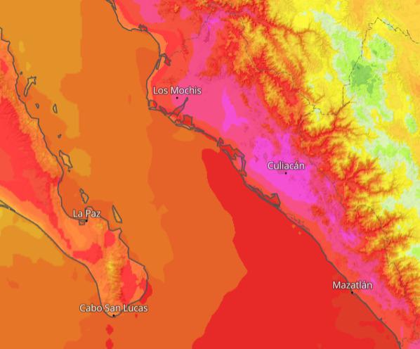 Sinaloa se enfrentará este miércoles a una sensación térmica de hasta 44 grados
