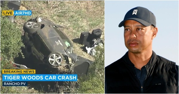 Así quedó el vehículo de Tiger Wodds.
