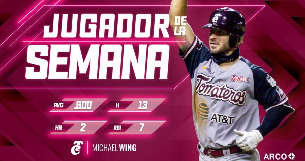 Michael Wing, de Tomateros de Culiacán, es nombrado como 'Jugador de la Semana' en la LMP
