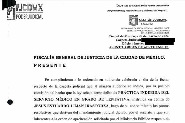 $!Giran orden de aprehensión por práctica indebida del servicio médico contra doctor en CDMX
