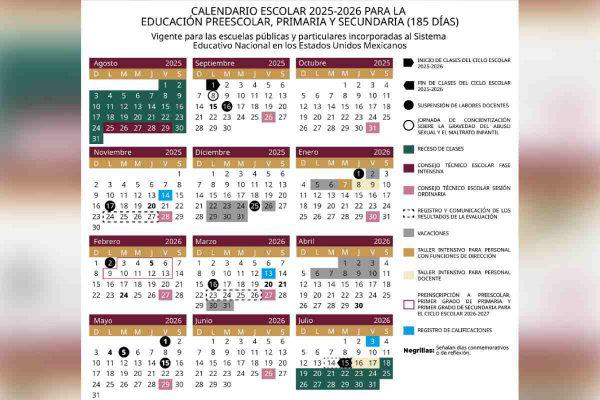 $!SEP publica nuevo calendario escolar 2025-2026 con 5 días más de vacaciones; estos son los puentes y descansos