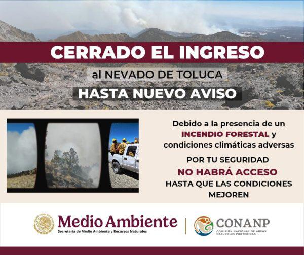 $!Cierran ingreso al Nevado de Toluca debido a un incendio forestal y mal clima