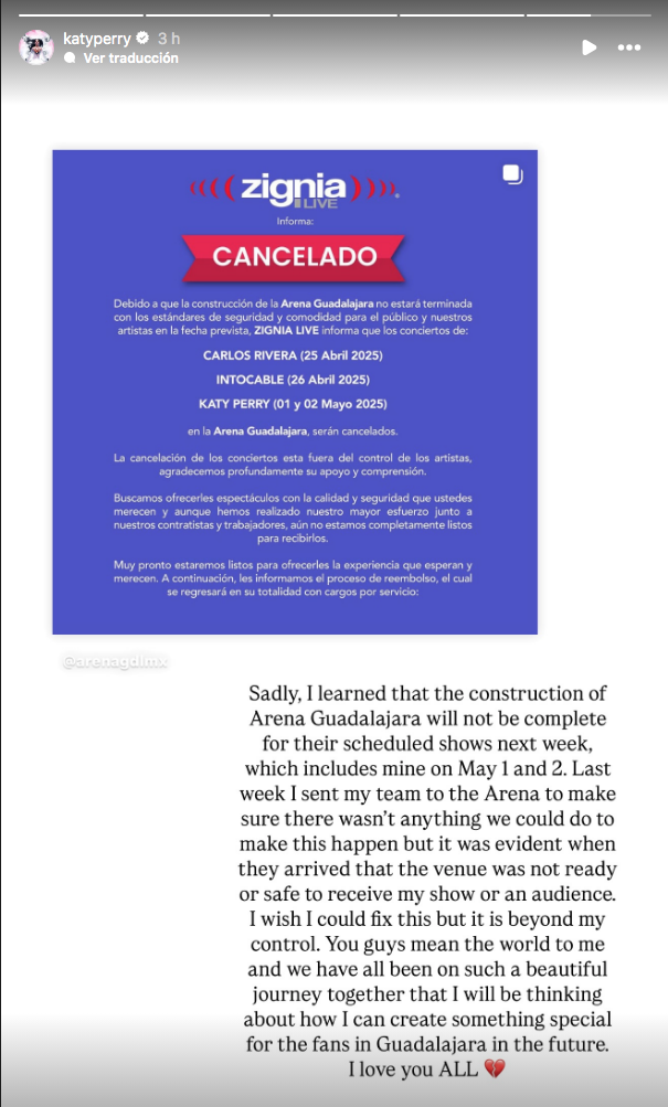 $!Cancelan concierto de Katy Perry en la Arena Guadalajara