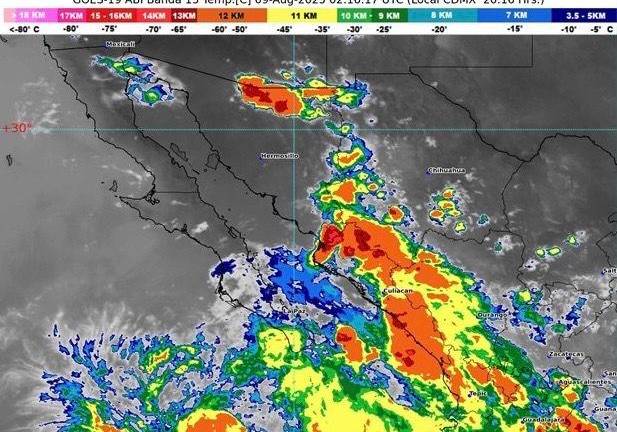 La interacción del Monzón Mexicano y un canal de baja presión incrementará la nubosidad y con ello la probabilidad de lluvias de manera generalizada en el estado.