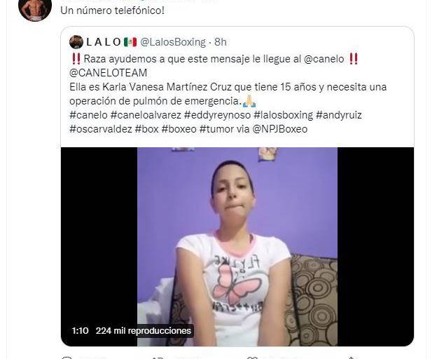 Niña pide al Canelo 300 mil pesos para cirugía y Álvarez respondió en 5 minutos