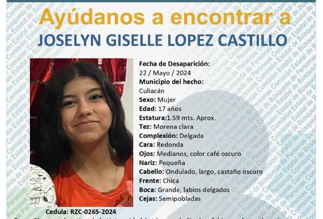 La última vez que Joselyn Giselle fue vista fue el pasado miércoles; desde entonces se desconoce su paradero.