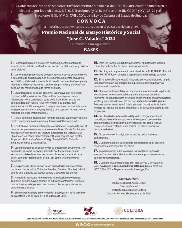 $!Convocan al Premio Nacional de Ensayo José C. Valadés