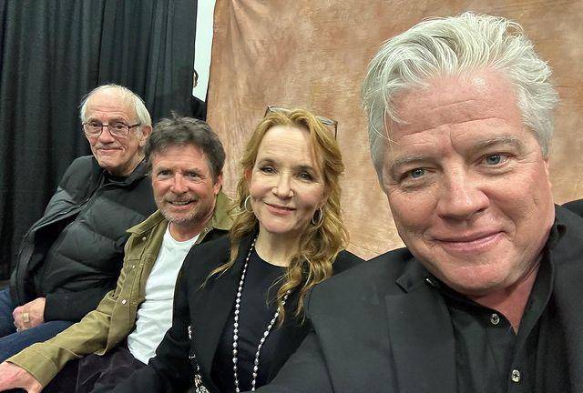 Christopher Lloyd, Michael J. Fox, Lea Thompson y Thomas F. Wilson.