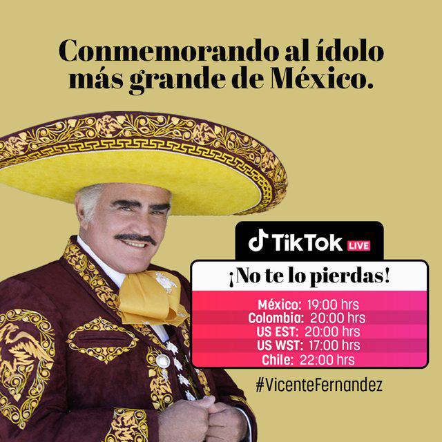 $!A un año de su partida, Vicente Fernández será recordado en transmisión en TikTok