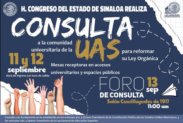 Las jornadas de consulta se llevarán a cabo el miércoles 11 y jueves 12 de septiembre.