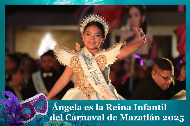 Ángela Salazar será coronada como Reina Infantil en el Carnaval de Mazatlán 2025, que se celebrará del 27 de febrero al 4 de marzo.