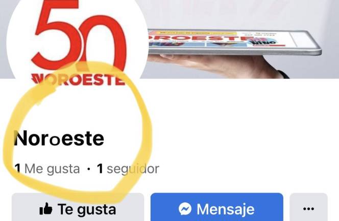 En Facebook fue creada una página falsa pretendiendo ser de Noroeste, desde la cual se publicó una portada apócrifa.
