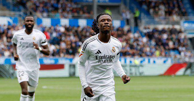 Camavinga celebra su gol.