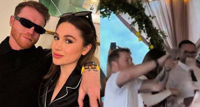 Canelo Álvarez avienta billetes como bolo en bautizo