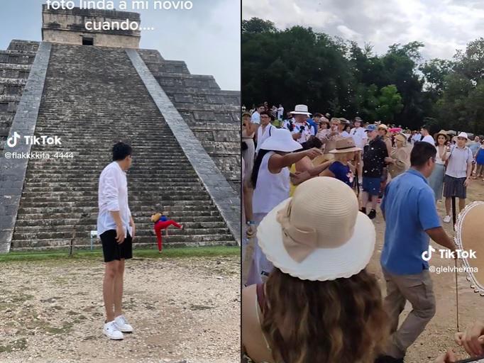 VIDEOS: Turista sube a pirámide de Kukulkán y la repudian; la llaman #LadyChichenItza
