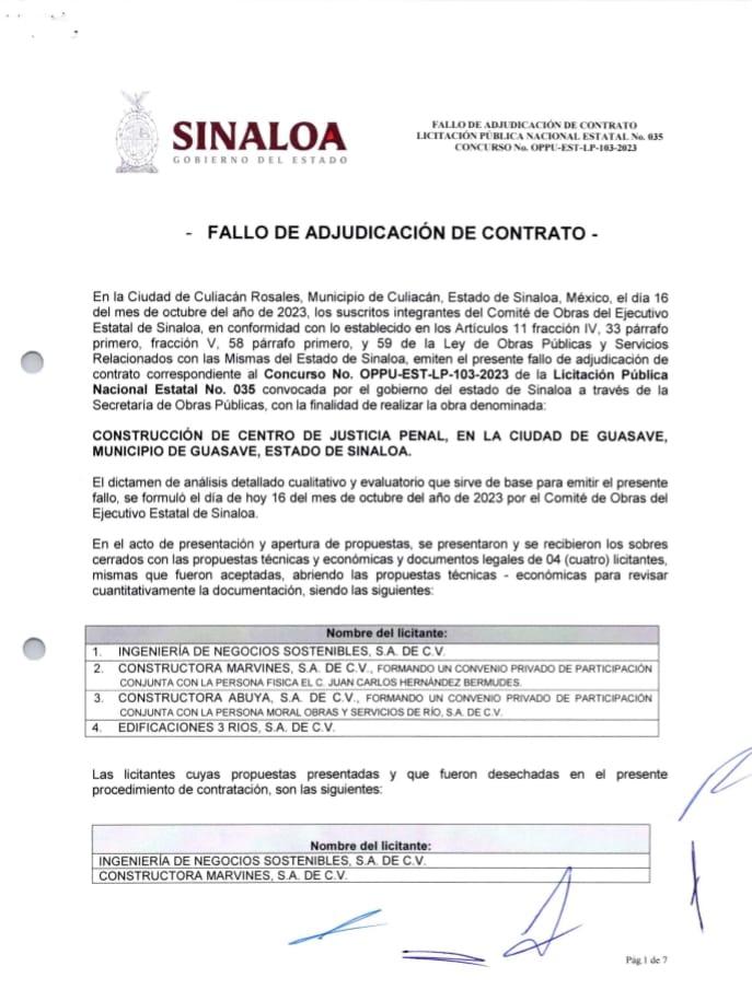 $!Definen contrato para construcción de Centro de Justicia Penal en Guasave