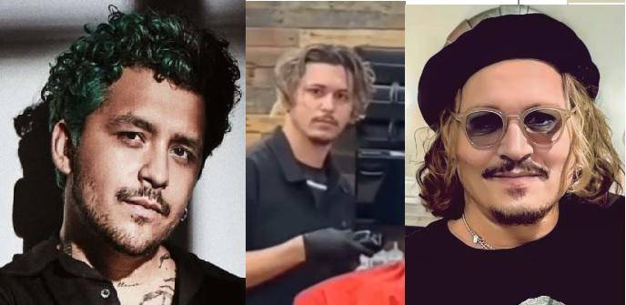 El barbero se hace viral en redes por su parecido a los polémicos Nodal y Depp.