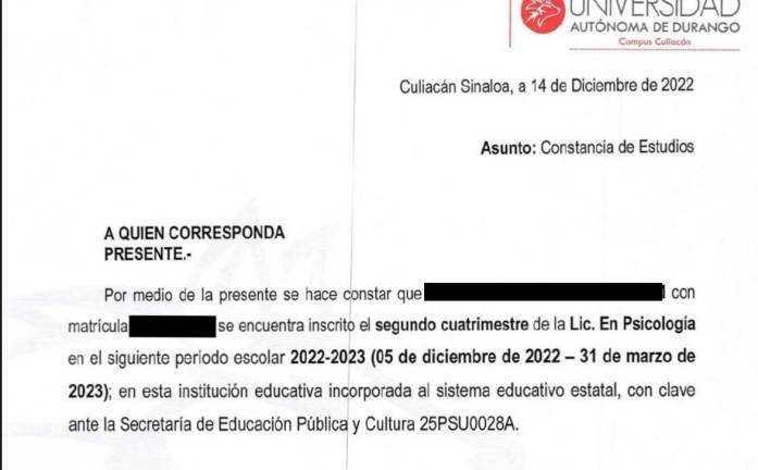 De acuerdo a Gene René Bojórquez, Pedro Villegas Lobo pagó la colegiatura de una estudiante que además es trabajadora del Congreso del Estado.