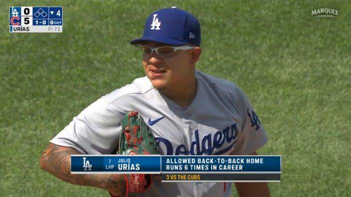 Julio Urías sufre su segundo descalabro.