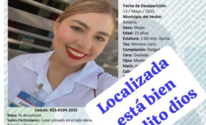 Yesenia Guadalupe Loya Zamora ya fue localizada.