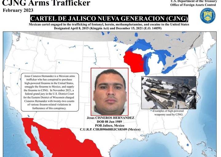 Sanciona EU a traficante que suministraba armas al Cártel de Jalisco