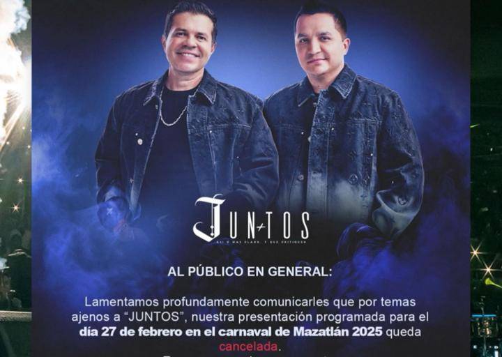 Cancelan Josi Cuén y Jorge Medina concierto del Carnaval de Mazatlán