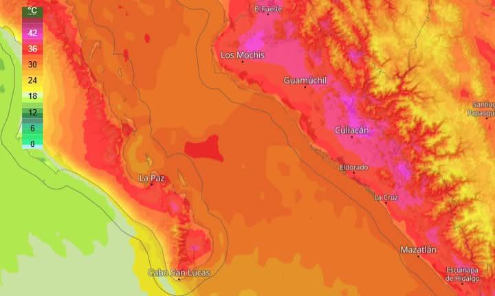 Para este sábado se pronostican temperaturas máximas de hasta 42 grados en distintos puntos de Sinaloa.