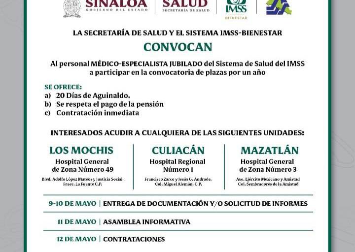 IMSS-Bienestar contrató a médicos especialistas jubilados para arrancar con el programa