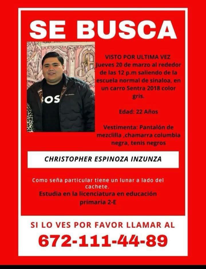 $!Piden ayuda para localizar a Christopher, desaparecido en Culiacán