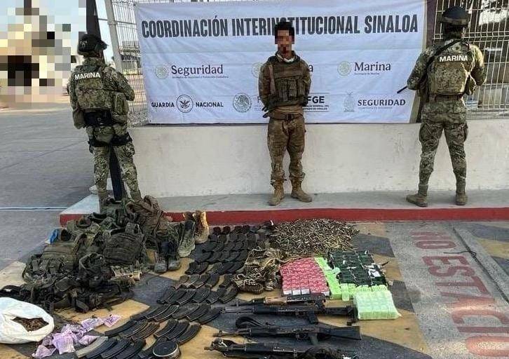 Marina asegura arsenal y detiene a un civil en Mazatlán tras enfrentamiento