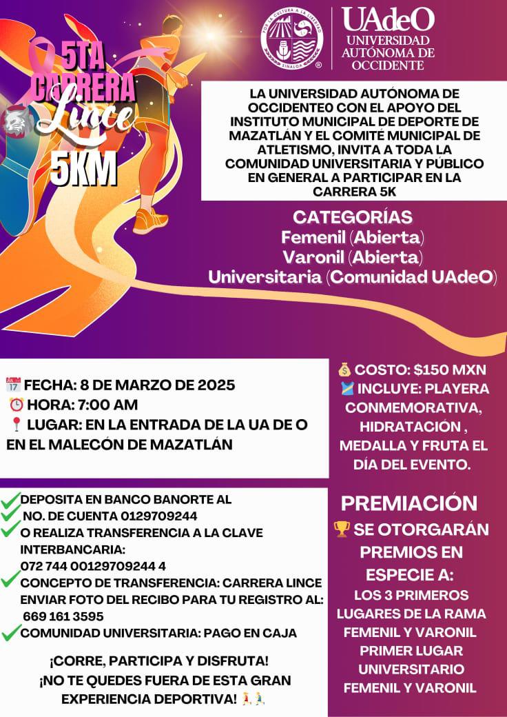 $!Presenta UAdeO nueva edición de la Carrera Lince