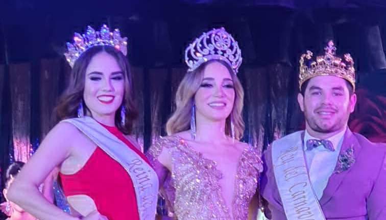 Alejandra I y Víctor II, Reina del Carnaval de Mazatlán 2023, y Rey de la Alegría del Carnaval 2023, coronaron a la ganadoras.